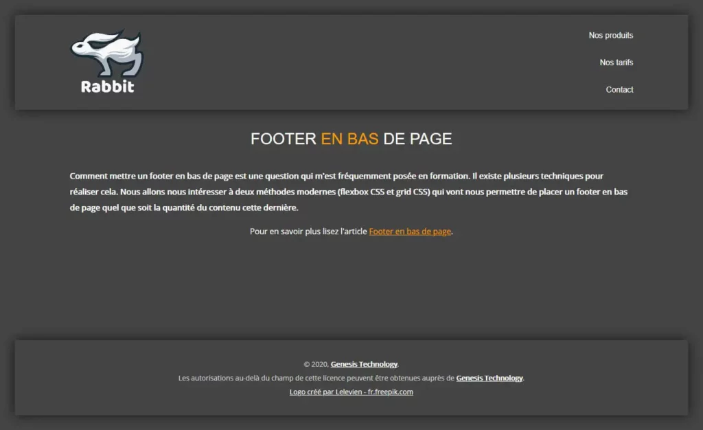 Fixer un footer en bas de page grâce au flex et au grid Fixer un footer en bas de page grâce au flex et au grid